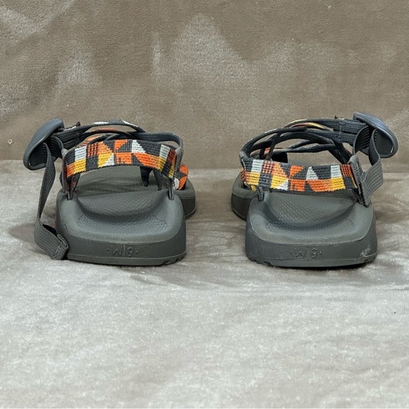 Chaco Zcloud X2 - Puzzle Poppy Orange Grey Yellow White Adjustable Sandal Size 9 - Picture 4 of 10